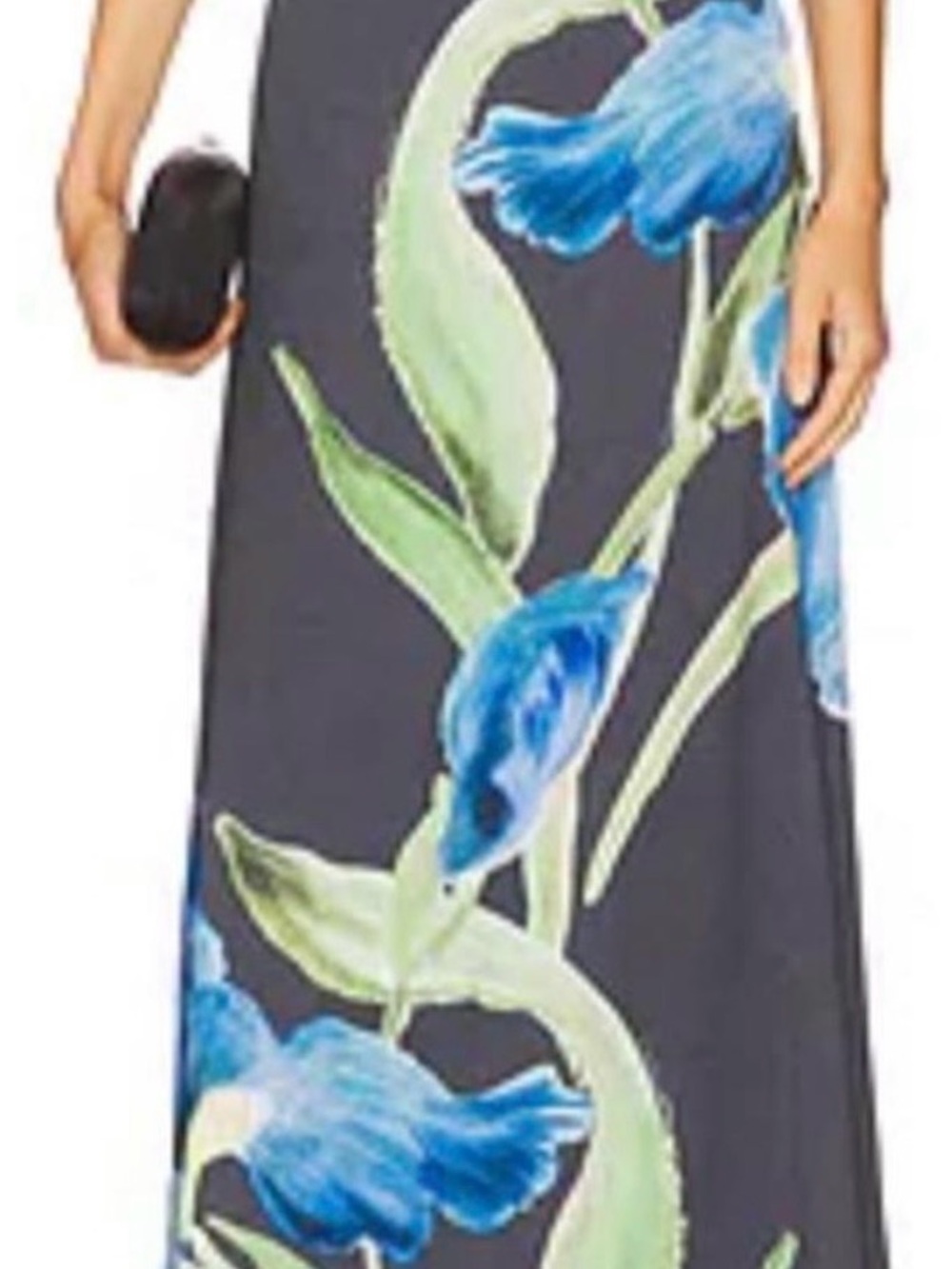 Maxi Floral Print Dress in Charcoal and Blue
